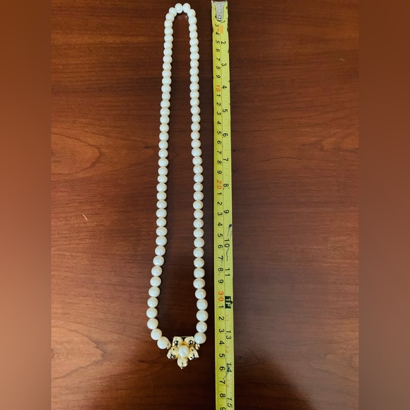 Vintage real pearl set long necklace bracelet earrings with real diamonds & gold - Picture 16 of 16